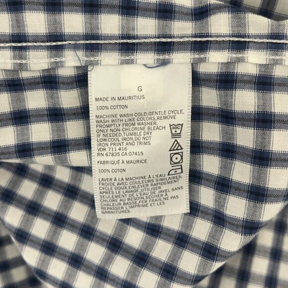 NAUTICA Navy Blue‎ White Plaid Long-Sleeve Button-Down Shirt Mens Large - Picture 5 of 5
